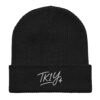 organic-ribbed-beanie-black-front-693459e6baab3.jpg Gorro bordado 3D tejido orgánico TK1Y4 firma